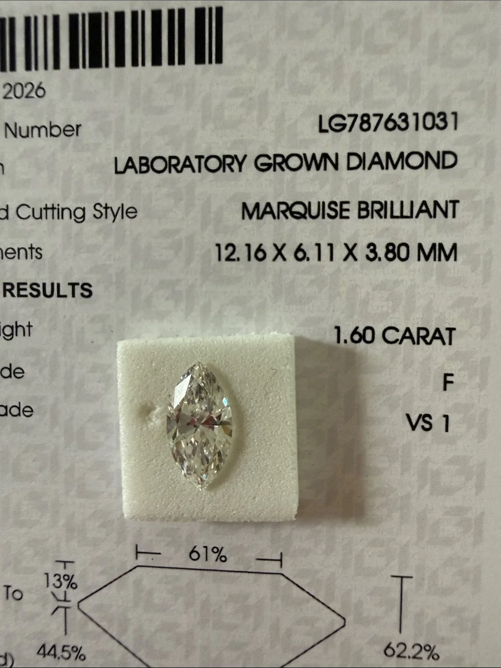 Marquise Brilliant Laboratory-Grown Diamond